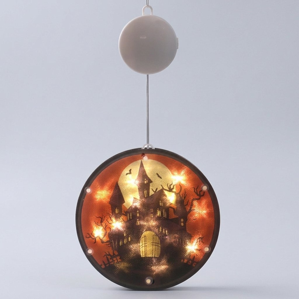 Halloween LED Hanging Lantern with Warm Glow, 16 cm — Haunted House