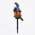 Halloween Solar Garden Stake Light – Resin Character Design with Auto On/Off — Wizard Pumpkin