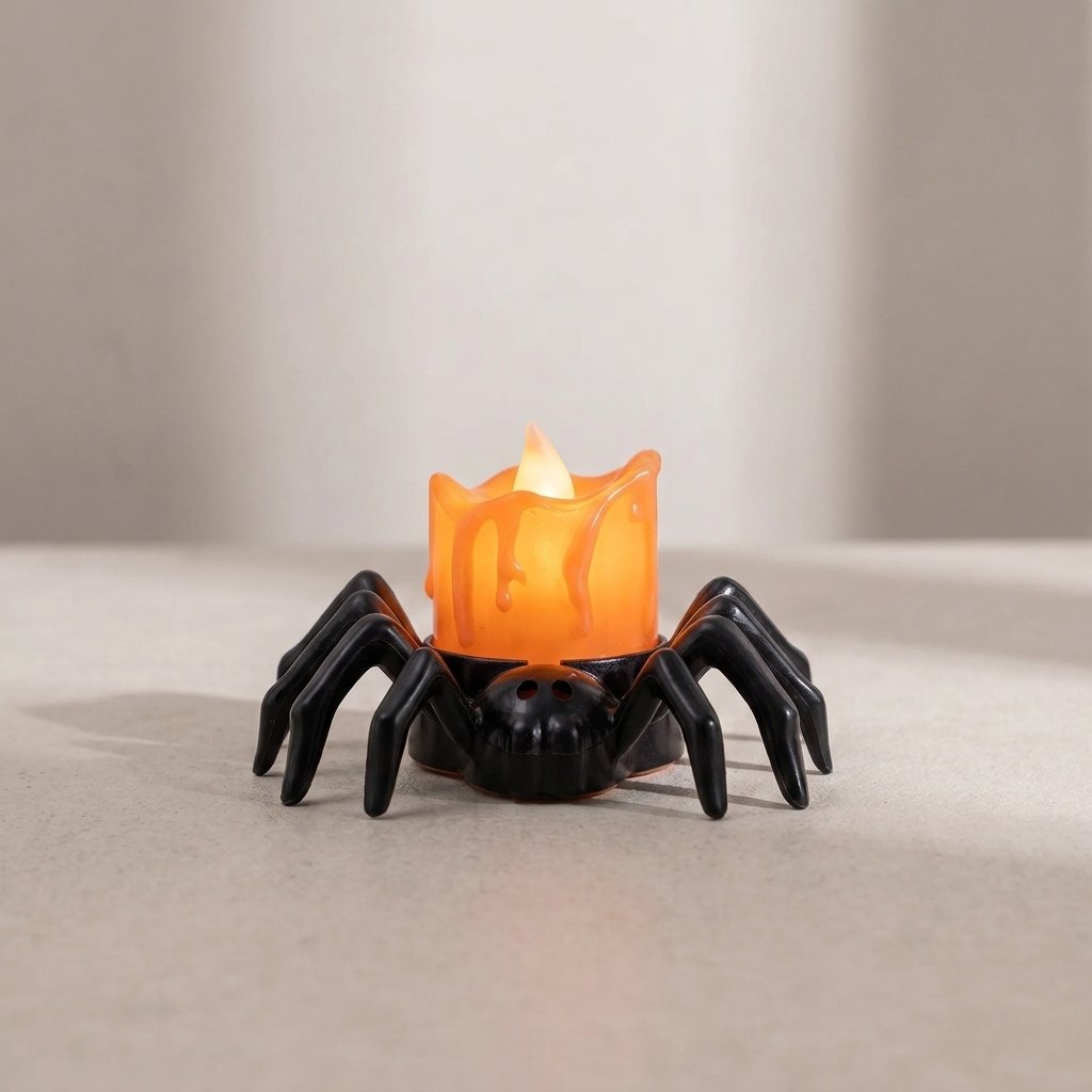 Halloween Spider LED Candle with Flickering Flameless Glow — 1 Candle