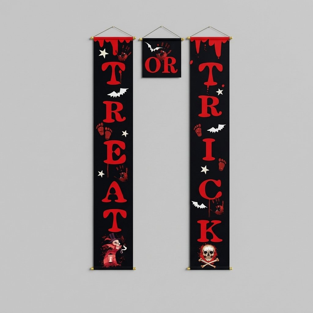 Halloween Trick or Treat Door Banner Set, 3 Pieces — Black