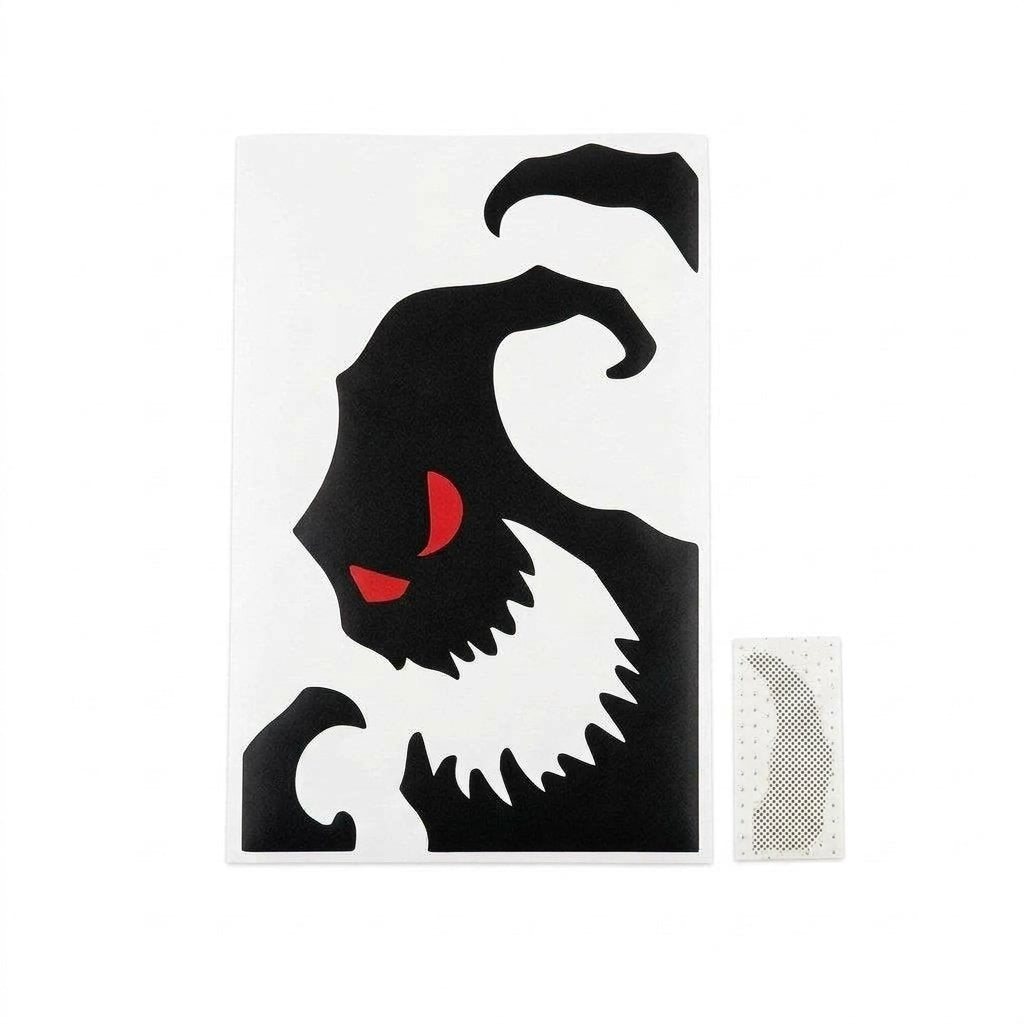 Halloween Window and Door Decal – Large Spooky Silhouette with Red Eyes, 19.25 x 25.98 inch, Reusable Non-Woven Fabric — Ghost in Window