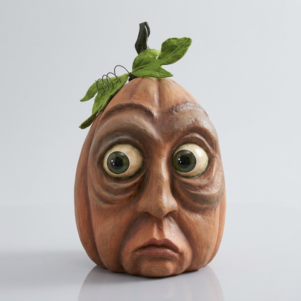 Hand-Painted Resin Expressive Pumpkin Character Decoration for Halloween — Herbert
