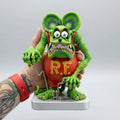 Hand-Painted Retro Hot Rod Monster Collectible Figure on Car Base — Rat Fink