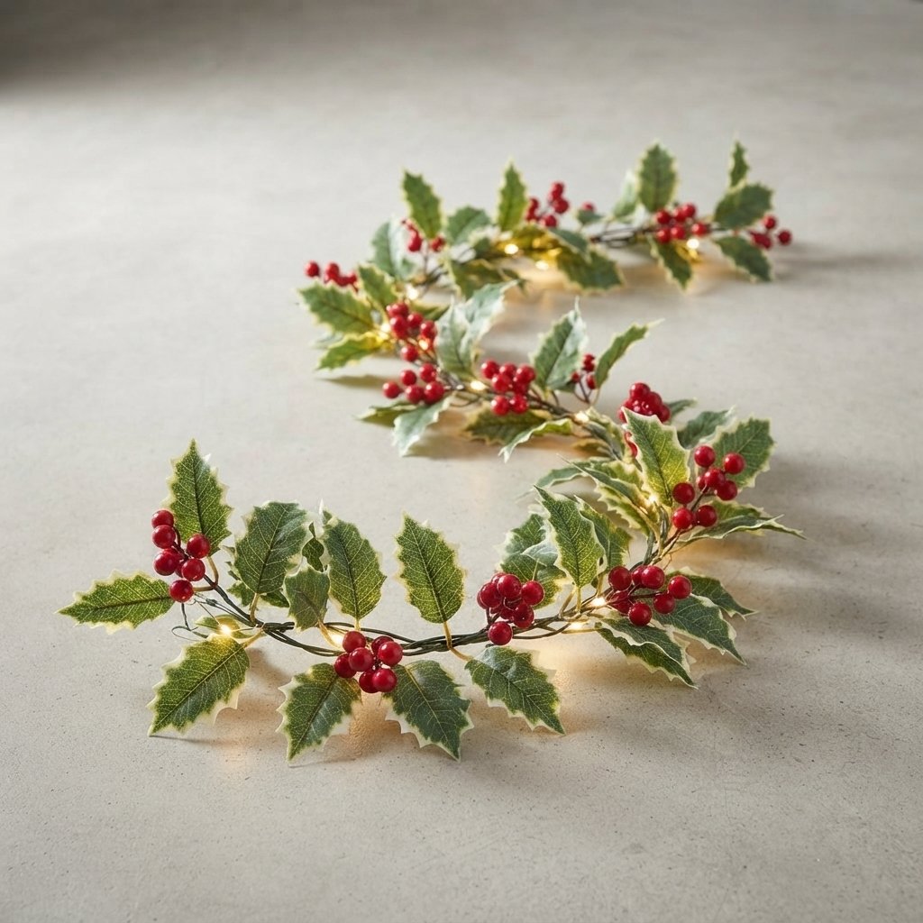 Holly Berry LED Garland with Warm Lights — 1 Set (2M)