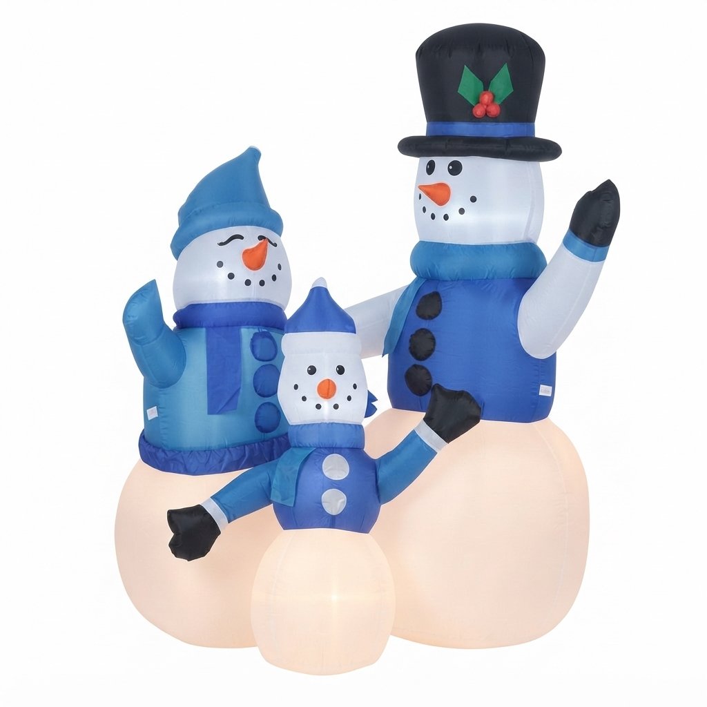 Inflatable Snowman Family with LED Lights — MULTI