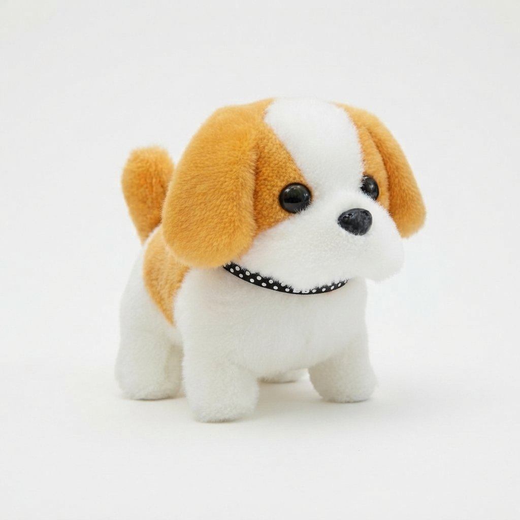 Interactive Plush Robot Puppy — White and Yellow