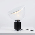 Italian-Style Table Lamp with Fluted Metal Base and Glass Shade — Black