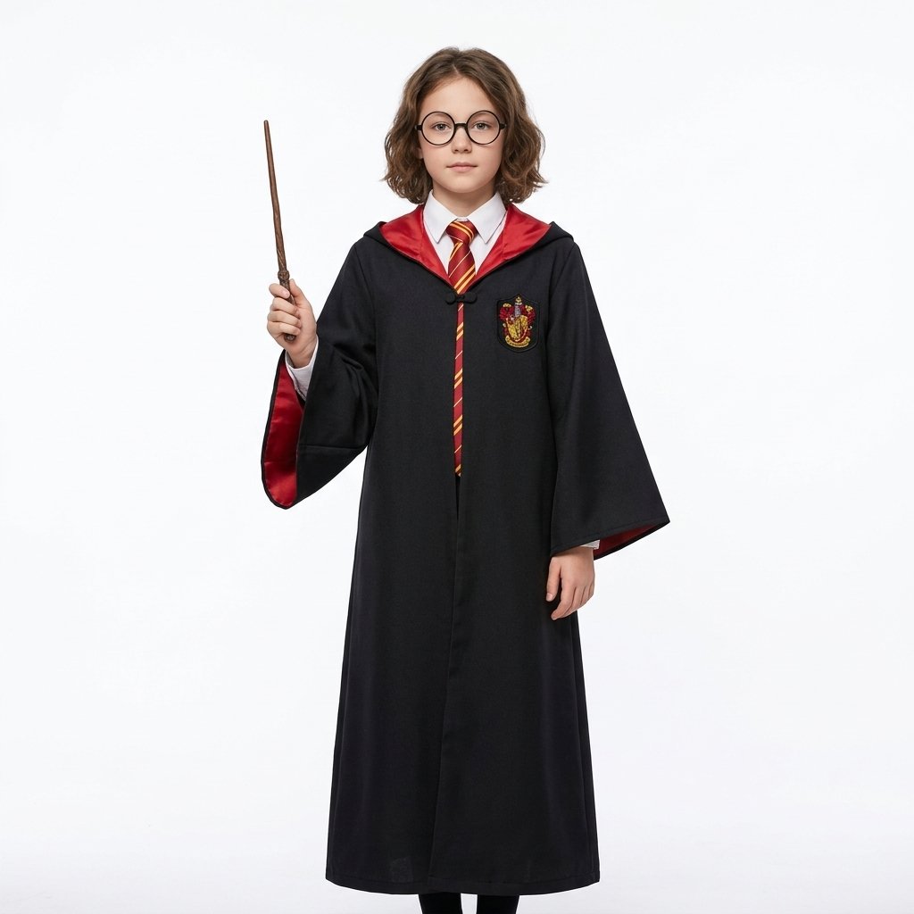Kids & Adult Wizard Robe with Embroidered Crest and Hood — Gryffindor