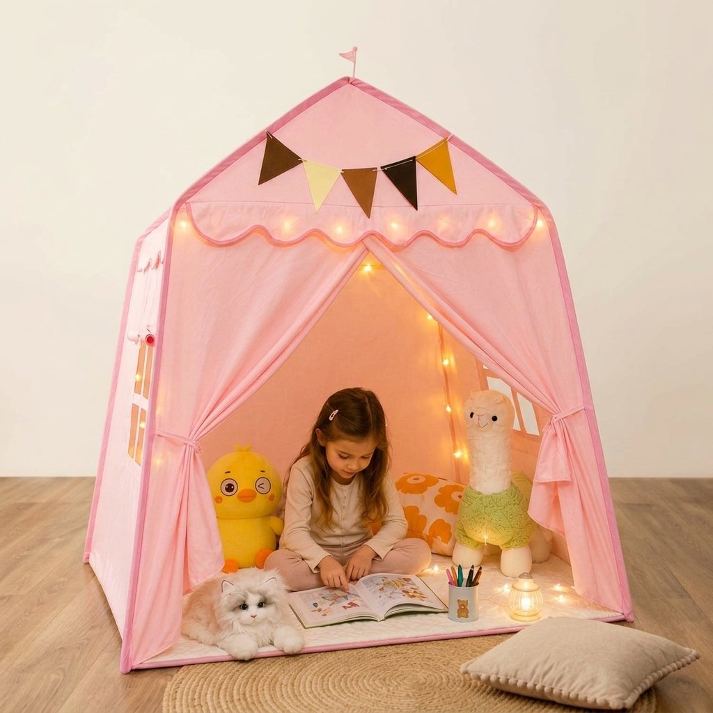 Kids House Play Tent with Canopy — Pink Princess