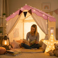 Kids Play Tent with Padded Mat & Lights — Pink