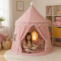 Kids Play Tent with Pom-Pom Trim — Pink