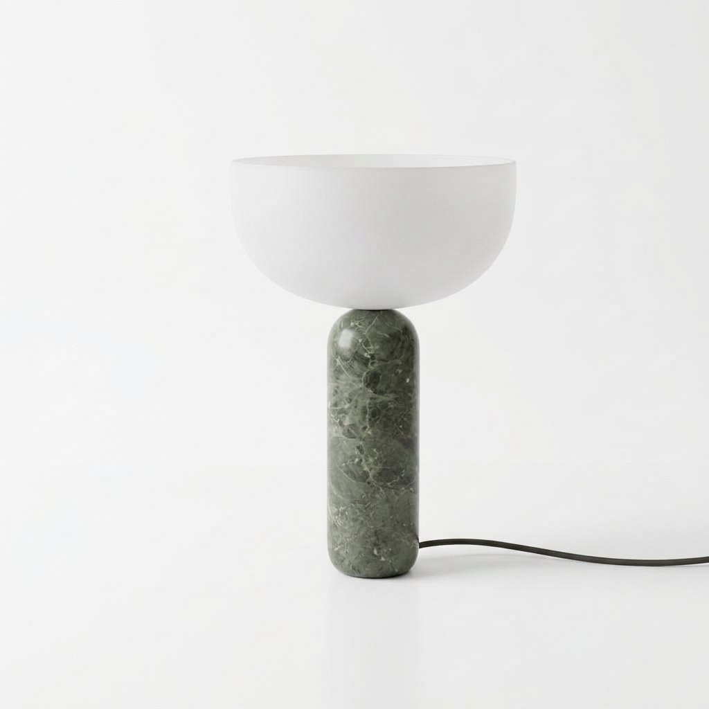 Marble base mushroom table lamp with frosted glass shade — Grey