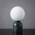 Marble Dome Table Lamp with Frosted Glass Globe Shade — Dark Green