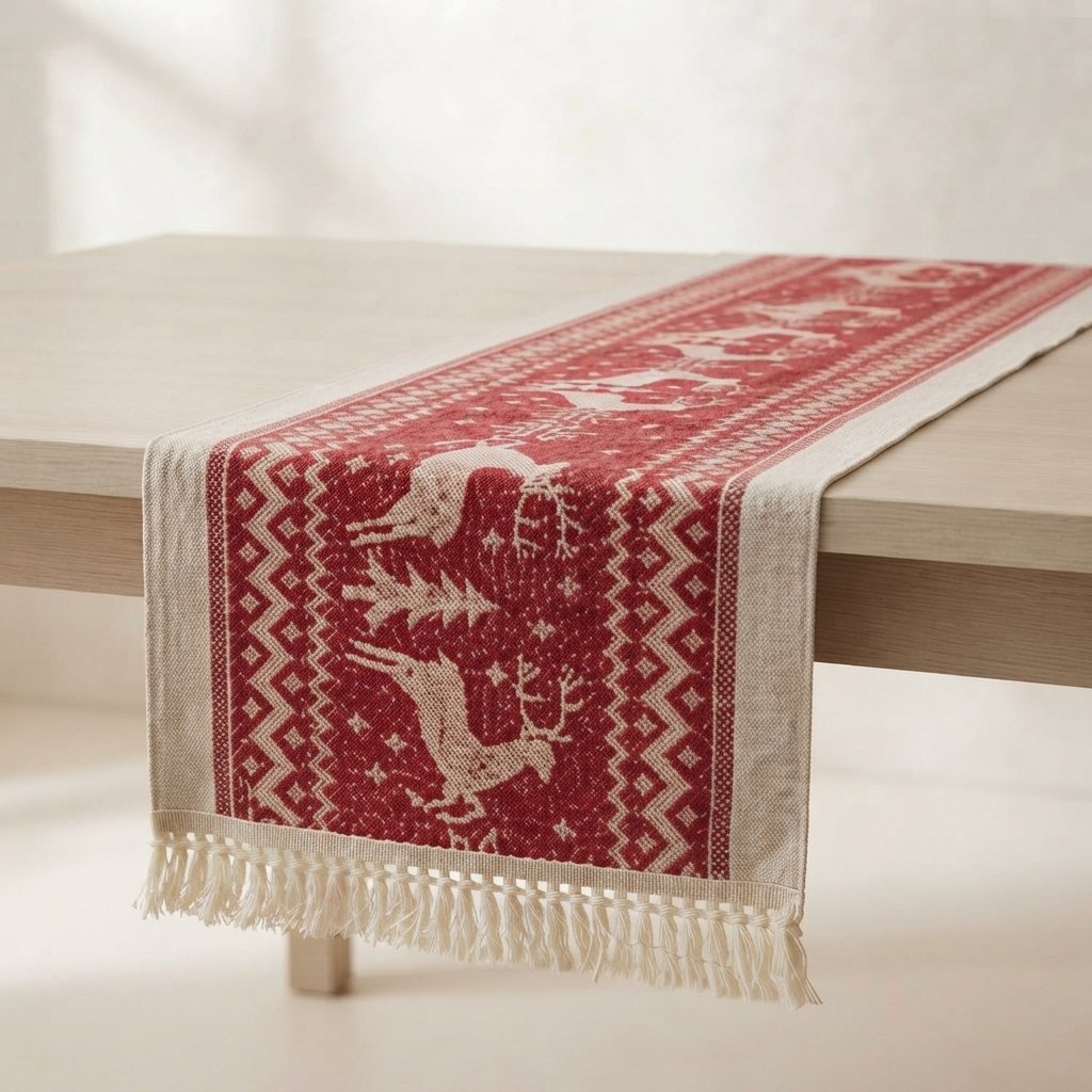 Nordic Reindeer Christmas Table Runner — Reindeer Weave