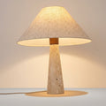 Nordic Travertine Cone Base Table Lamp with Linen Shade — Warm