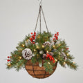 Pre-lit Christmas Hanging Basket — 15cm