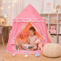 Princess Castle Play Tent with Pom-Pom Trim — Pink