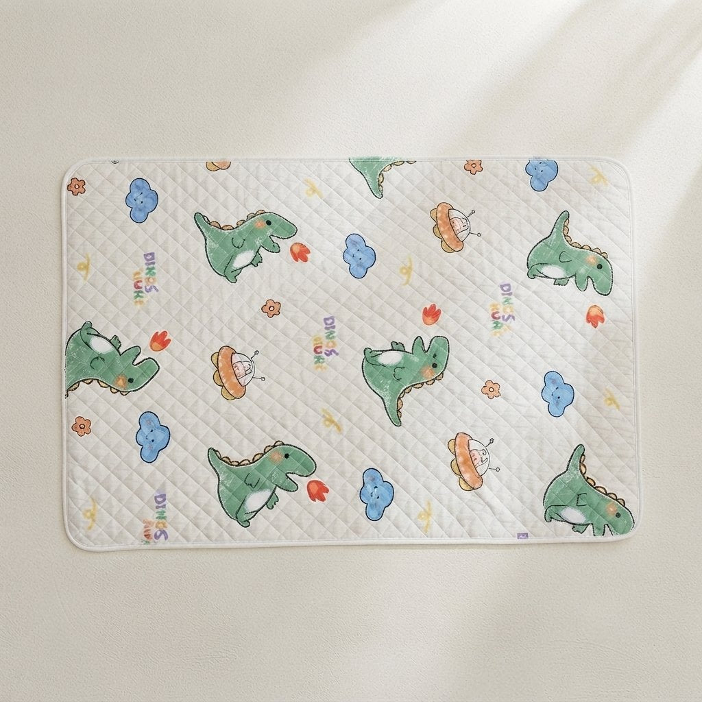 Quilted Waterproof Bed Protector Pad — Blue/White