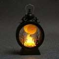 Retro Halloween Lantern with Warm LED Glow and Cut-Out Scene — Pumpkin