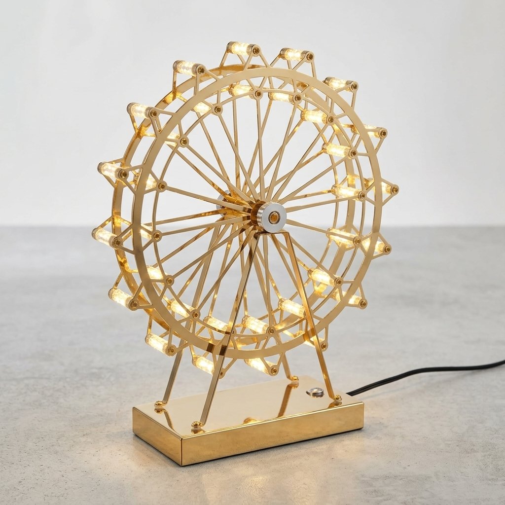 Rotatable Ferris Wheel LED Table Lamp in Gold — D 20.5 cm x H 24.5 cm