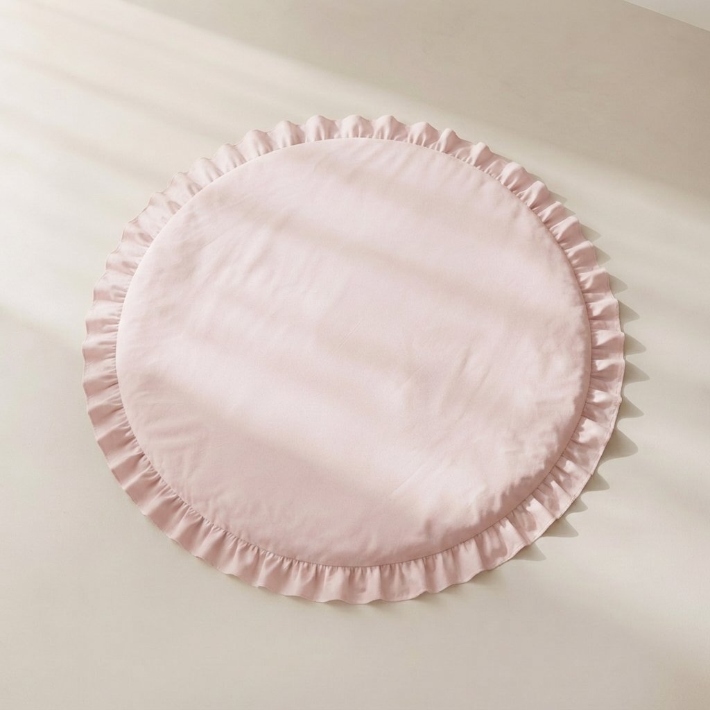 Round Baby Play Mat with Ruffled Edge — Pink