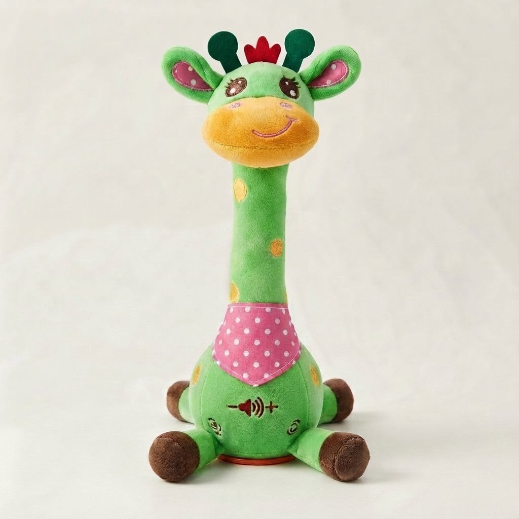 Singing Giraffe Plush Toy with Lights — Green