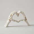 Skeleton Heart Hands Resin Figurine – Gothic Décor — White