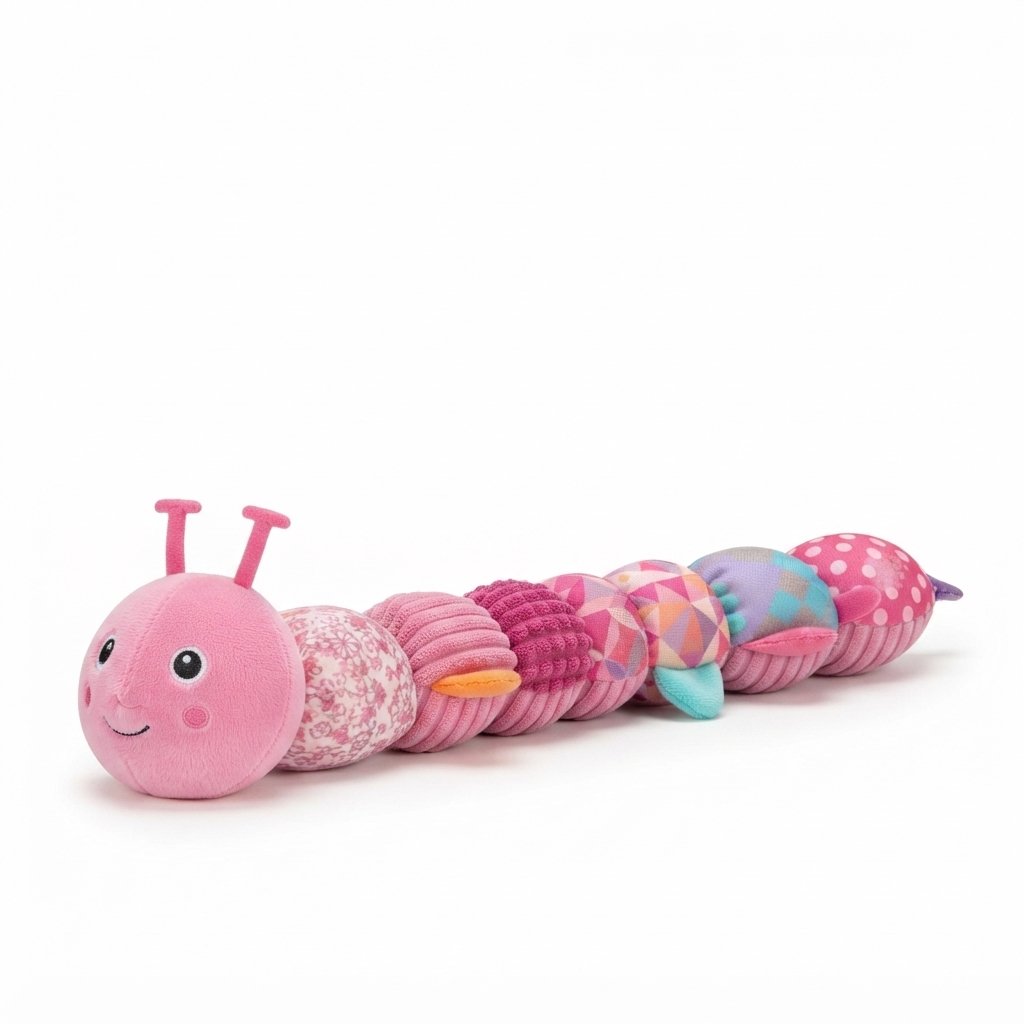 Soft Caterpillar Rattle & Musical Toy — Pink
