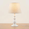 Spindle Base Table Lamp with Fabric Shade — White