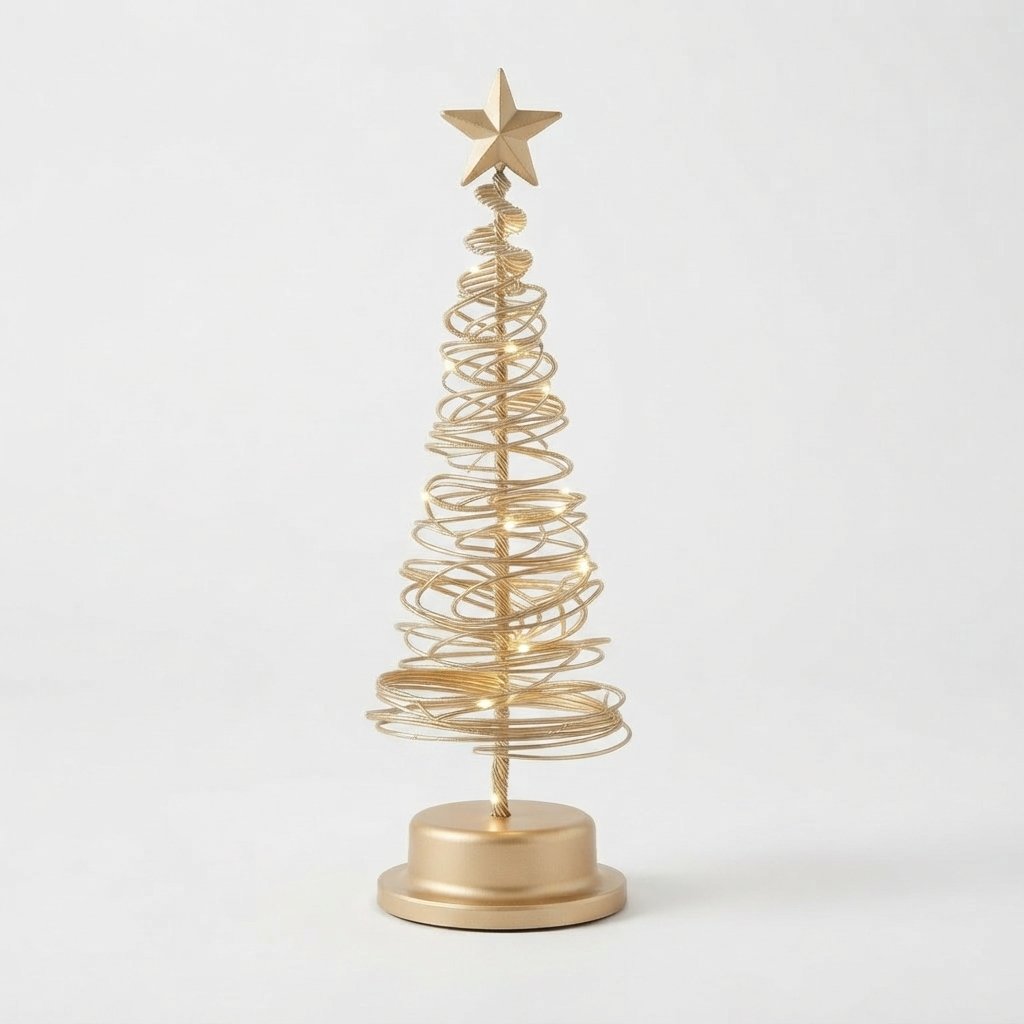 Spiral LED Christmas Tree, 33 cm — Gold