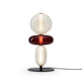 Stacked Glass Totem Table Lamp with Hand-Blown Pebble Shades — Red