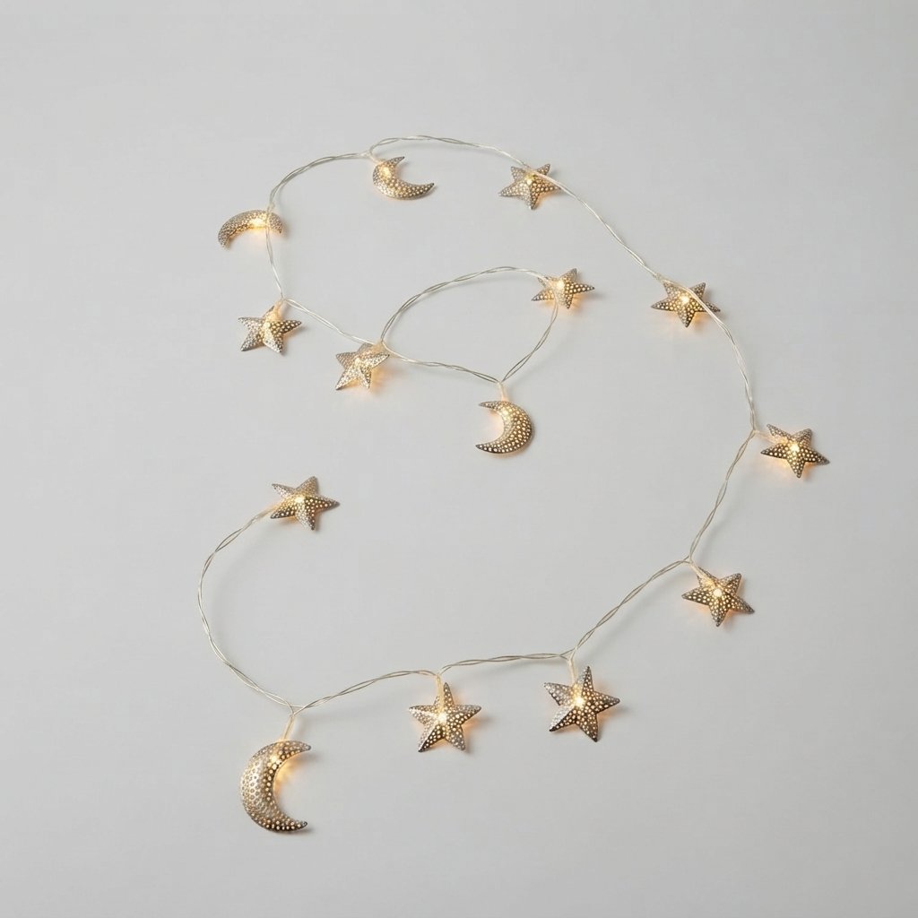 Star & Moon LED Fairy Lights, Warm White — Style 1