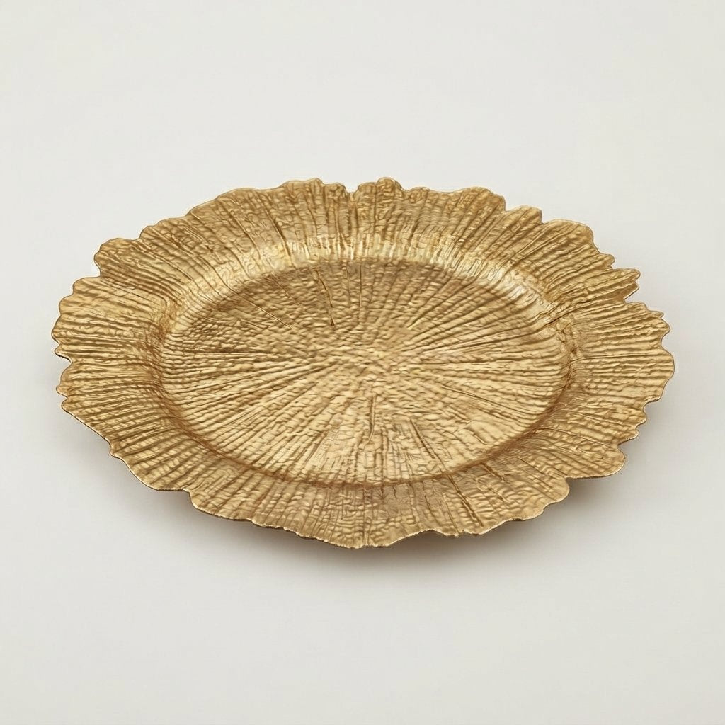 Textured Reef Charger Plates – Silver — gold 6pcs