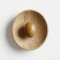 Travertine and solid wood wall light with integrated LED, 25 cm — Light Wood