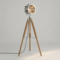 Tripod Floor Lamp with Spotlight Head — Wooden