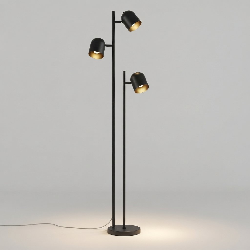 Twin-Spot Black & Gold Floor Lamp — black