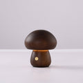 Wooden Mushroom Cordless LED Table Lamp with Warm Amber Glow — Walnut