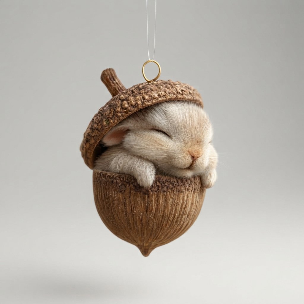 Woodland Animal Acorn Christmas Tree Ornament — Rabbit