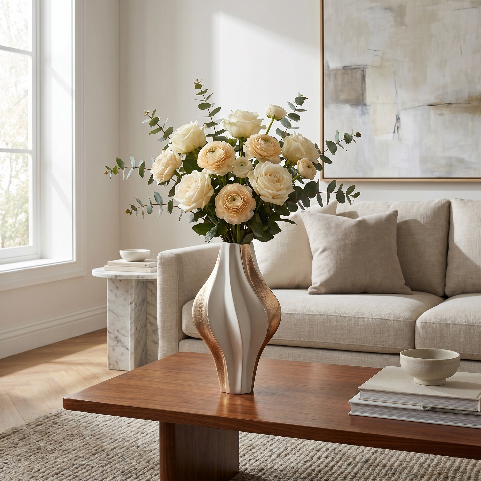 Modern Twisted Ceramic Vase for Living Room, Office & Home Décor