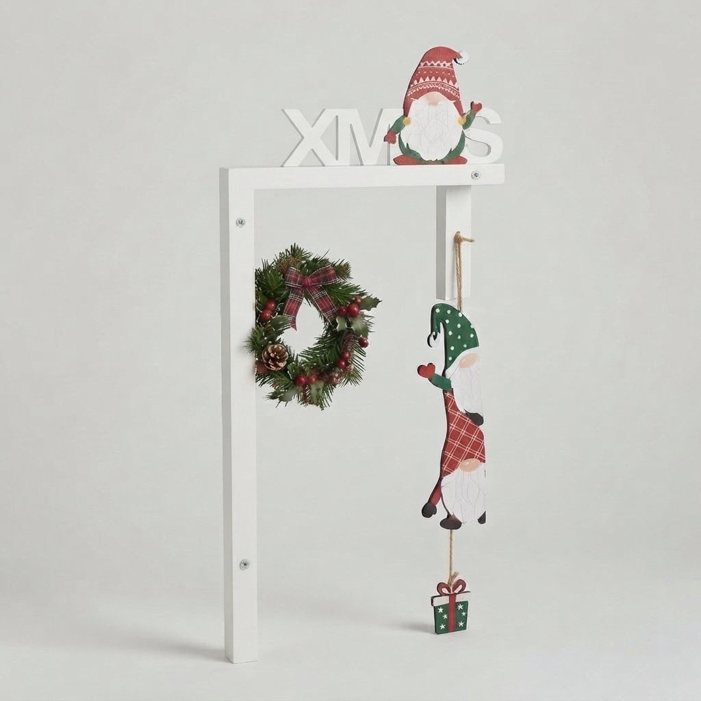3D Wooden Santa Door Frame Sign — White Right