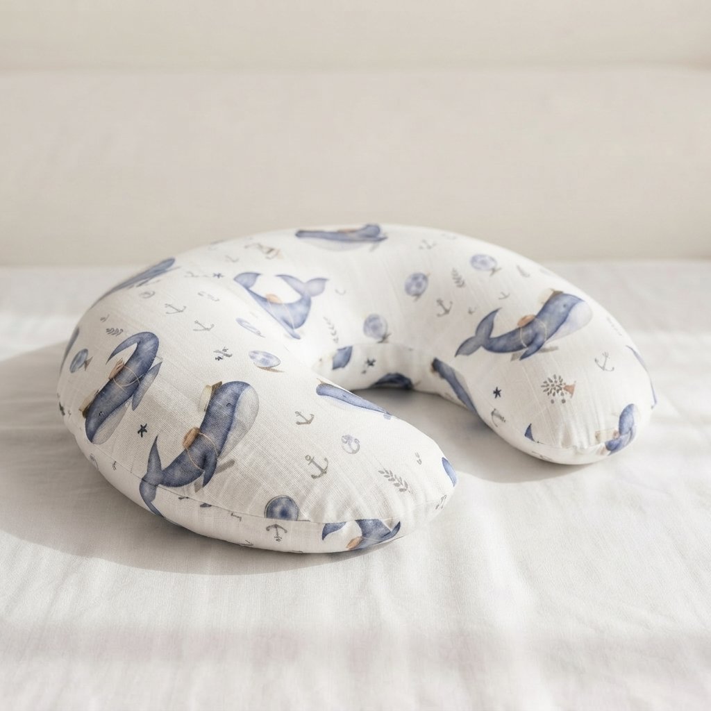 Baby Nursing Pillow with Whale Print — Whale