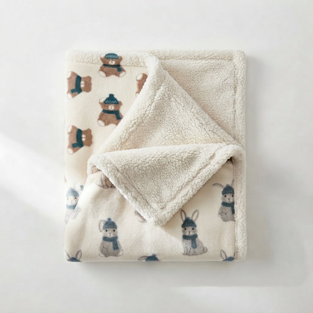 Baby Pushchair Blanket with Sherpa Lining — Teddy Bear