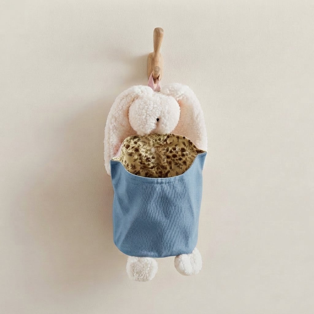 Bunny Nursery Storage Caddy with Pocket — Blue