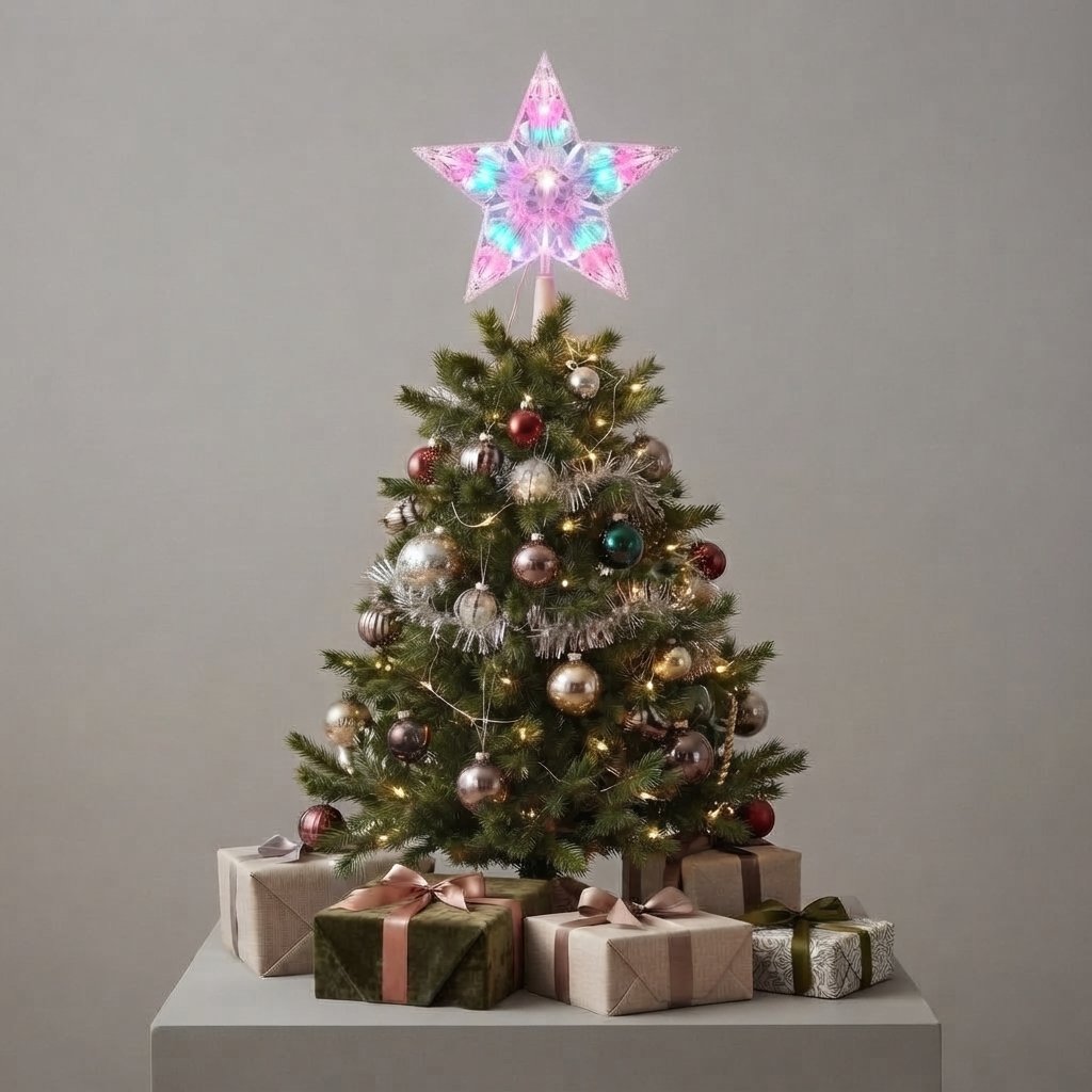 Crystal LED Star Tree Topper — Colourful