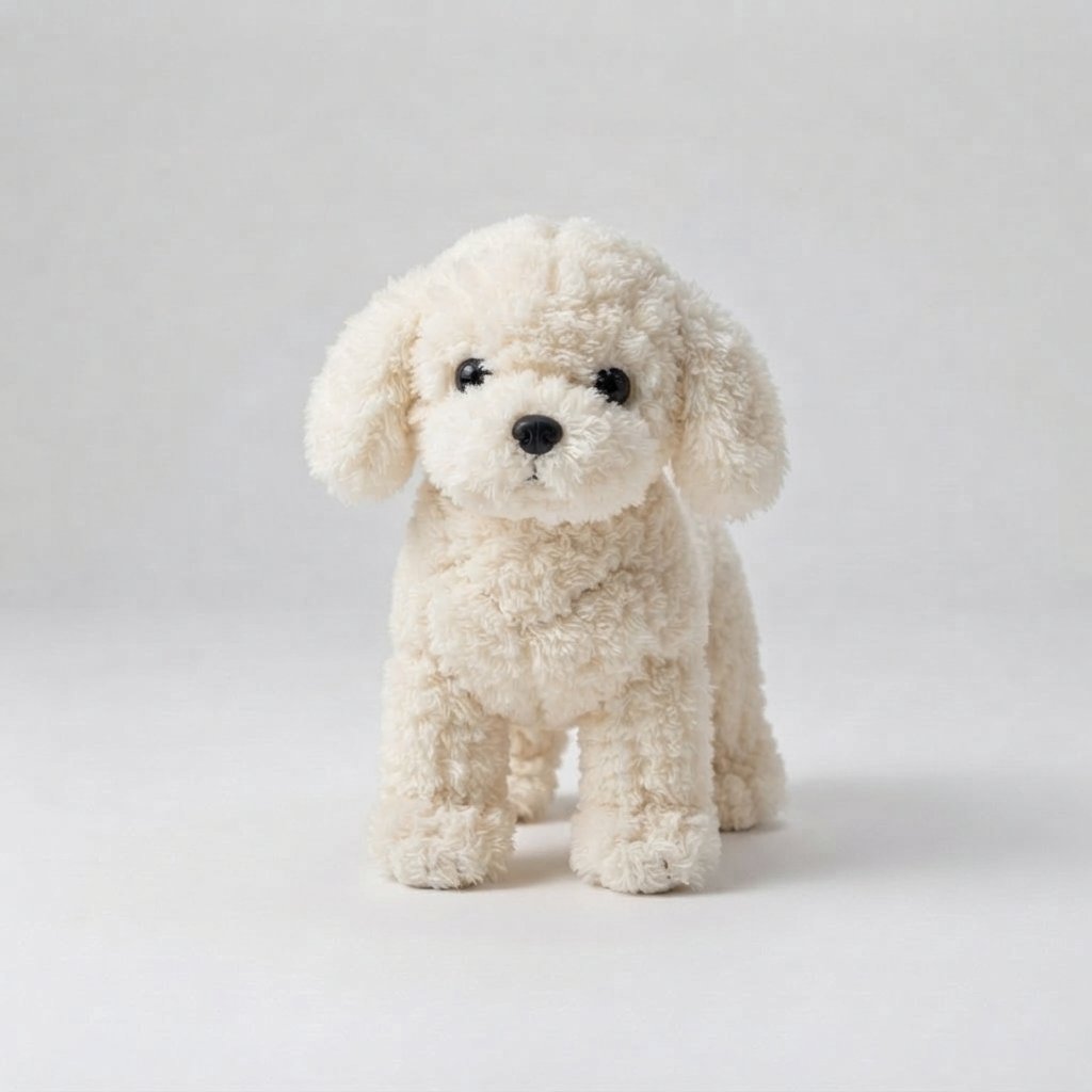 Curly Poodle Plush Puppy Toy — White