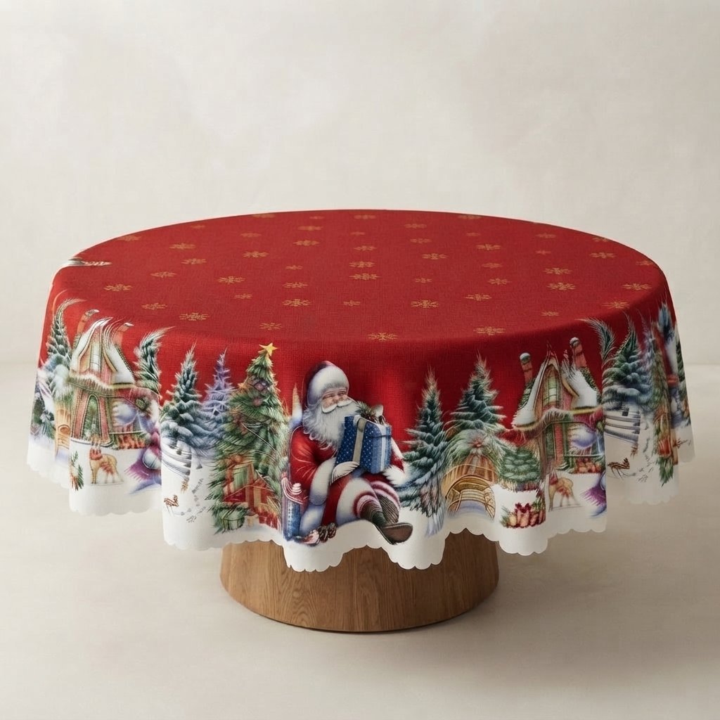 Festive Christmas Tablecloth, Santa Design — Pattern 2