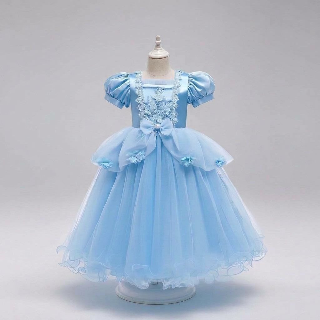 Girls' Princess Costume Dress with Tiara, Wand and Accessories Set — Light Blue