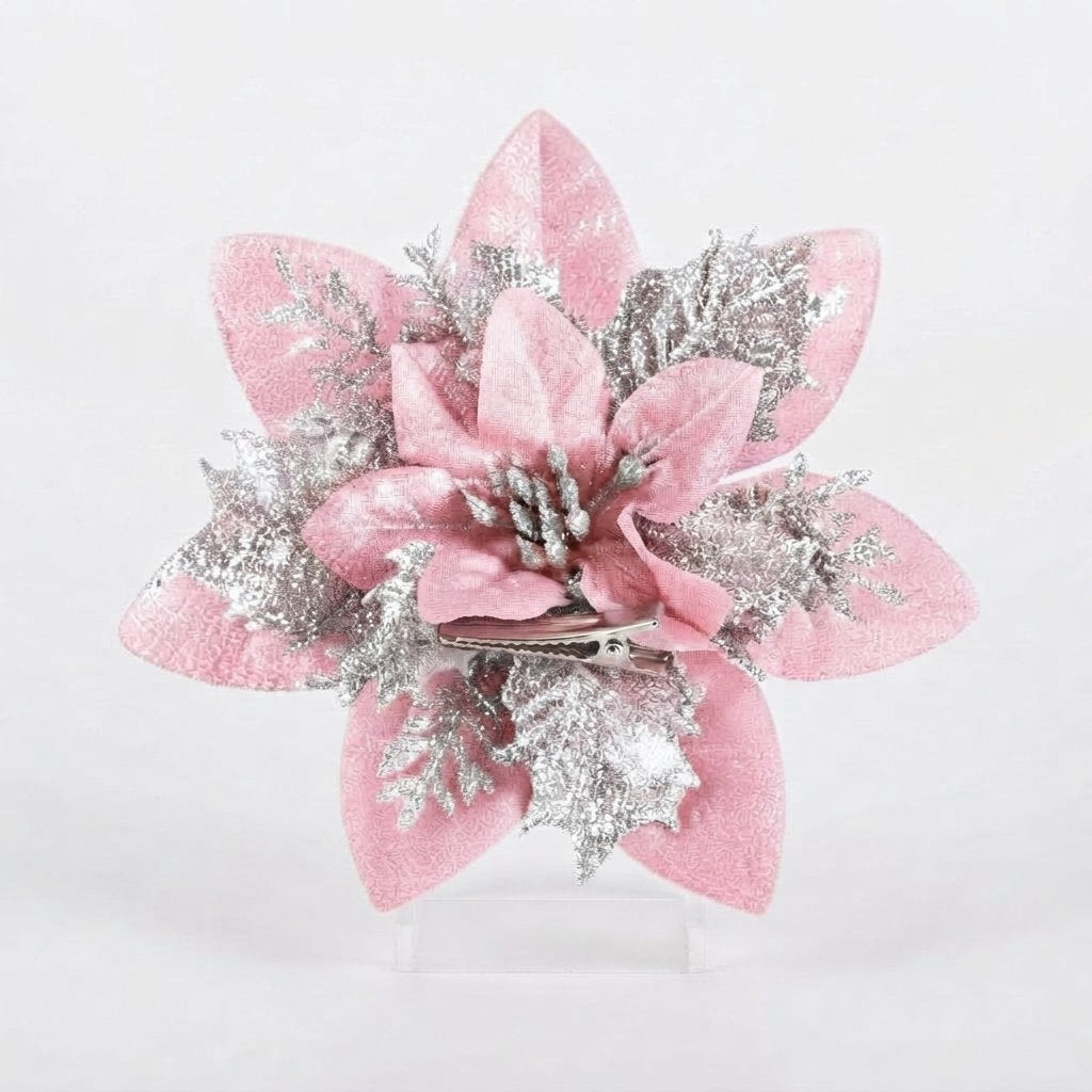 Glitter Poinsettia Tree Ornaments — Clip