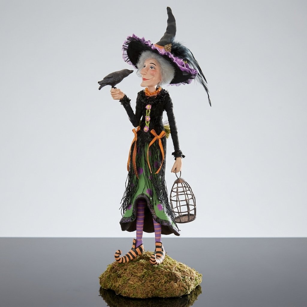 Halloween Witch Character Figurine – Handcrafted Multicolour Indoor Decoration, approx. 9.8 in tall — Clarice