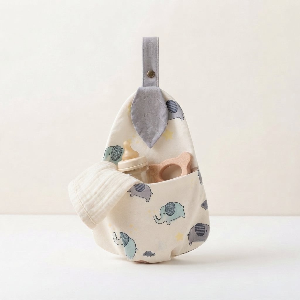 Hanging Nappy Caddy with Front Pocket — Elephant